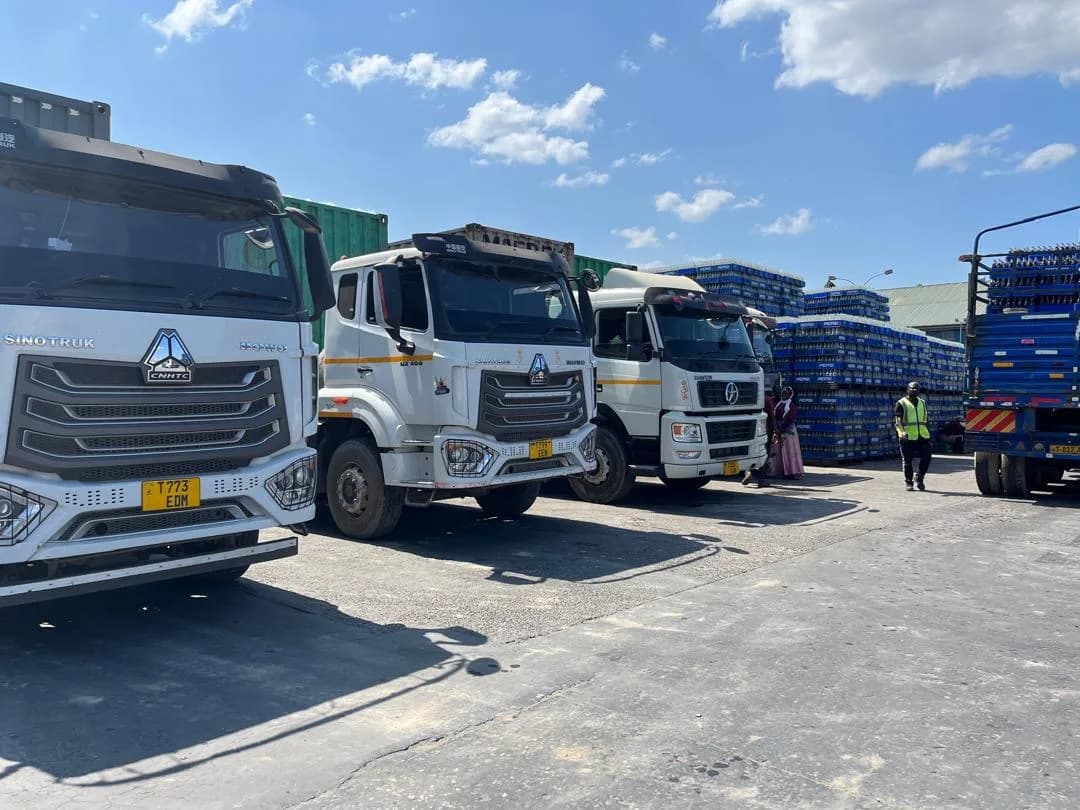 Shiv Sai Limited fleet trucks loaded and ready for dispatch at a client operations yard